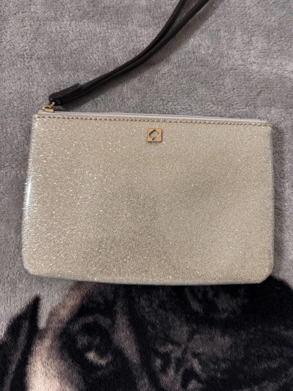 kate spade glitter wristlet clutch - champagne gold